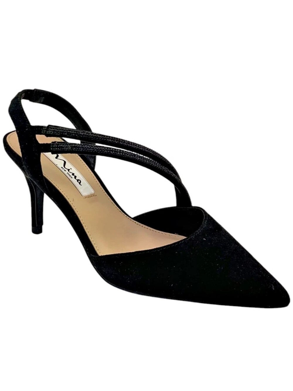NINA Tansy Black Beaded Pointed Toe Pump Heel Wedding Holiday Formal Size 11